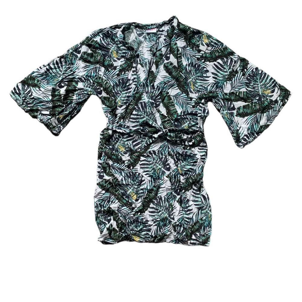 Posy White & Green Palm Tree Swimsuit Cover Up 2